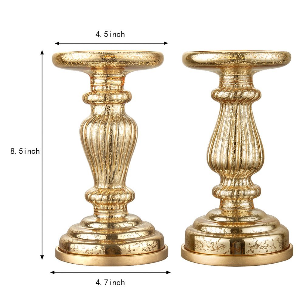 Glass candle holder with LED
