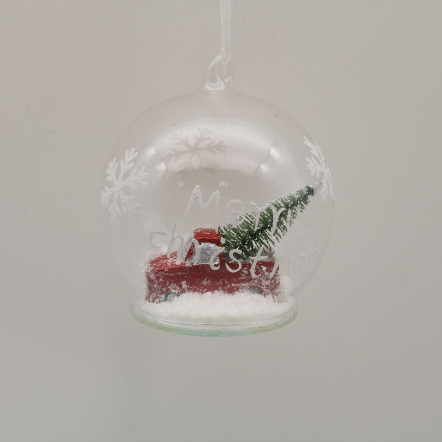 Glass Ornaments with car Decoration for Party Glass Hanging Ball with car