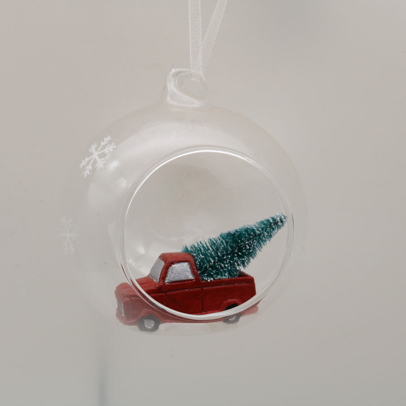 Open Wholesale Decorative Hanging Terrarium Ball Globe Glass Orbs Home Ornament with Truck