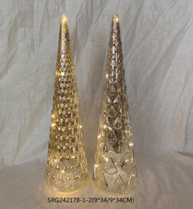 Mercury Glass Silver Christmas Tree for Table Centerpieces Window Mantel Indoor Christmas Decor