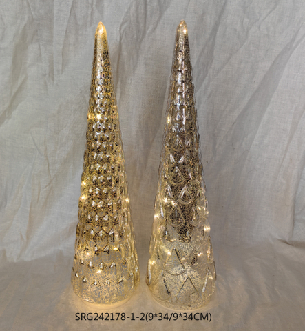 Mercury Glass Silver Christmas Tree for Table Centerpieces Window Mantel Indoor Christmas Decor