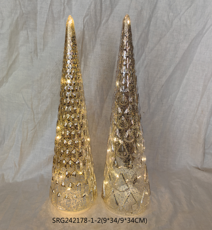 Mercury Glass Silver Christmas Tree for Table Centerpieces Window Mantel Indoor Christmas Decor