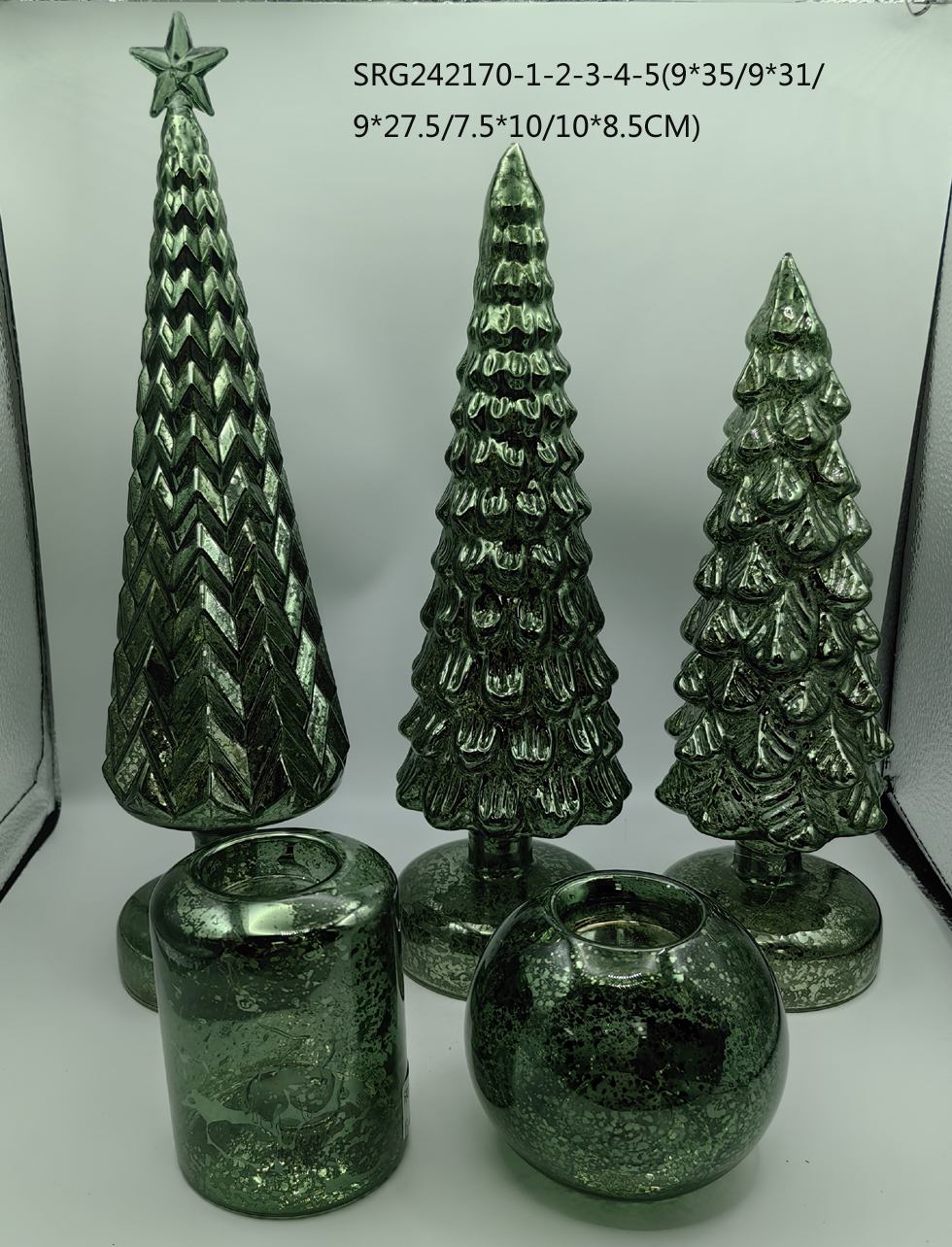 Light Mercury Glass Christmas Tree with Ornaments Tabletop Christmas Ornaments Holiday Season Decoration 