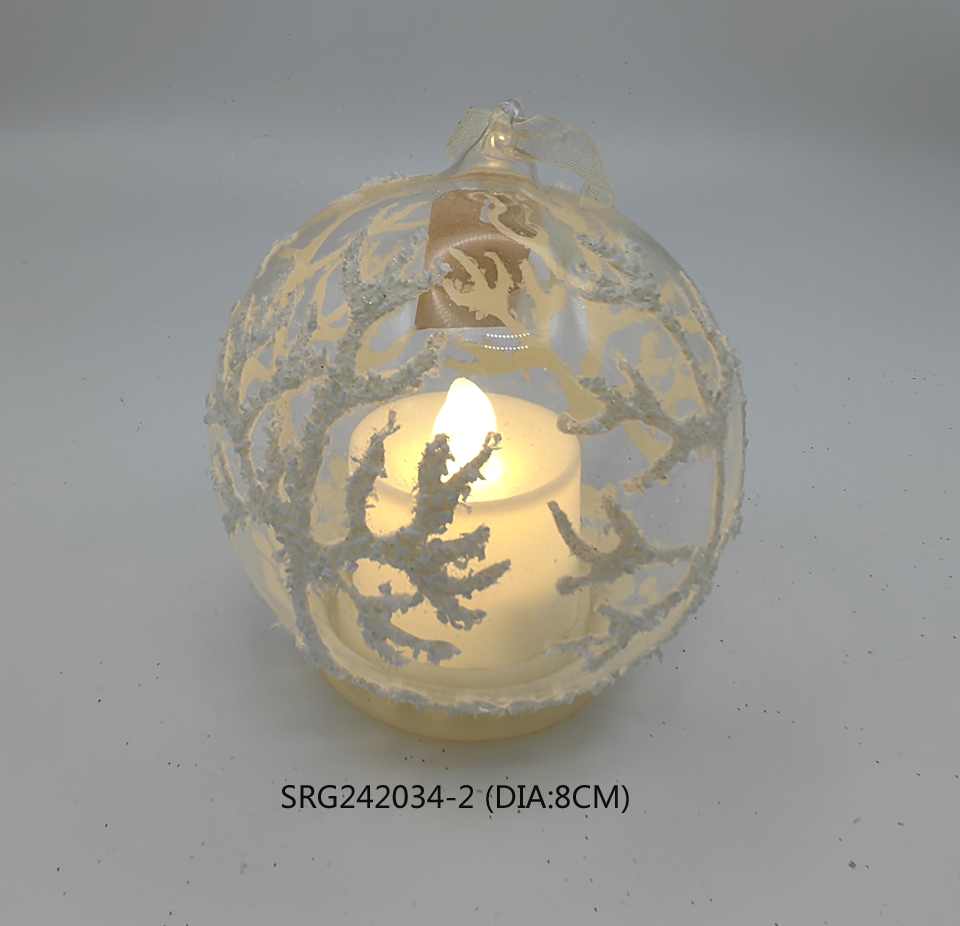 LED Glass Ball Christmas Tree Hanging Ornaments Printed Baubles Decorations Home Party Festive Style Box Packaging