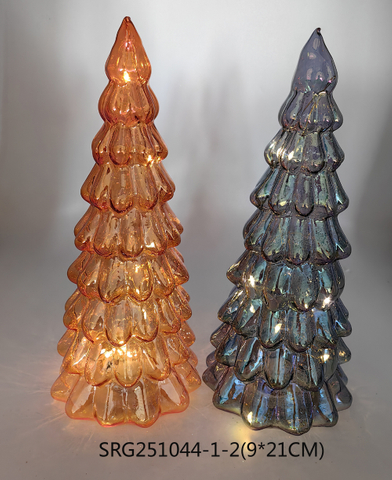  Glass christmas tree with led light Decoration for Party Glass decoration