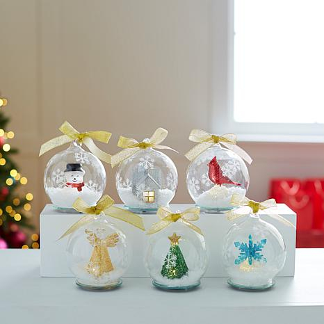 Set of 6 Christmas gift Glass LED ball with dia 10cm