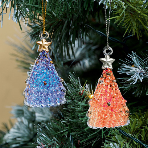 Set of 2 glass tree docoration