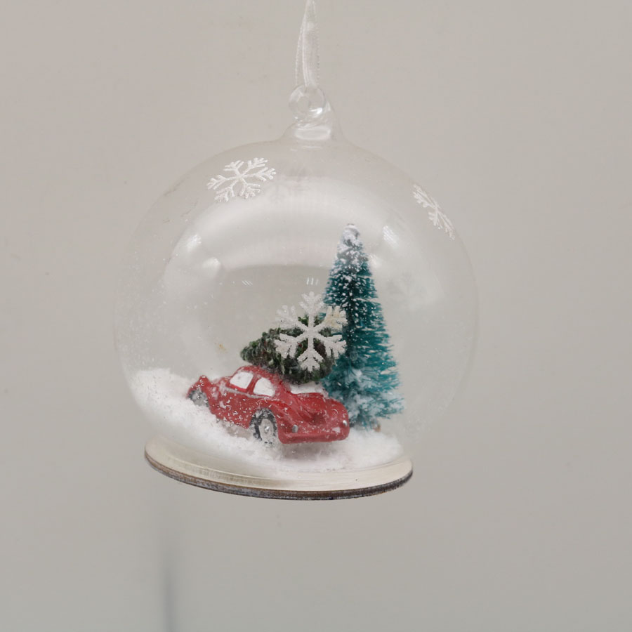  Glass Ornaments with car Decoration for Party Glass Hanging Ball with car