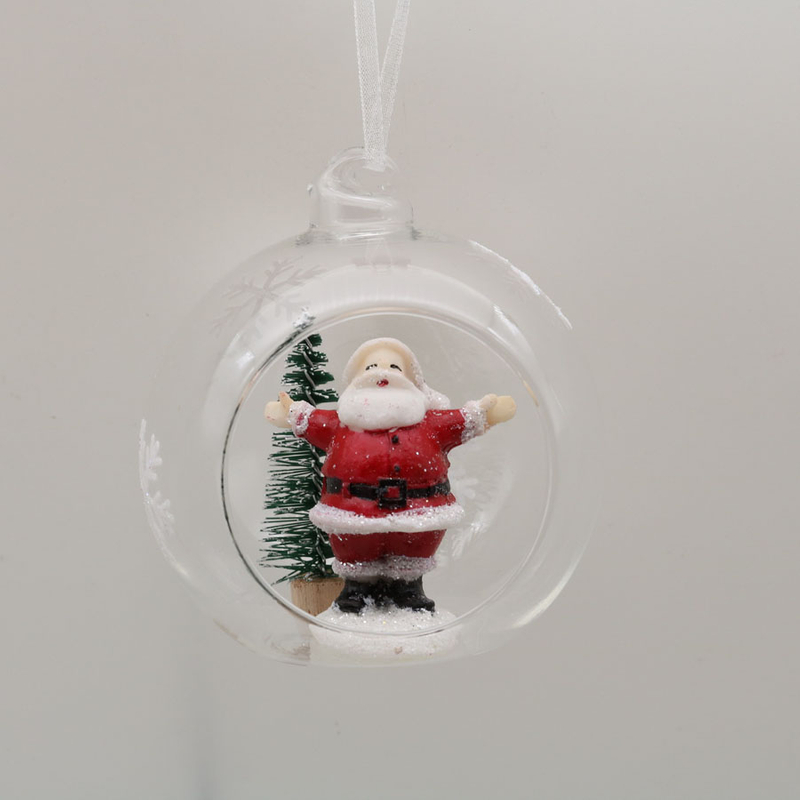  Glass Ball with Santa Claus Ornaments Decoration for Party Glass Santa Claus Hanging Ball