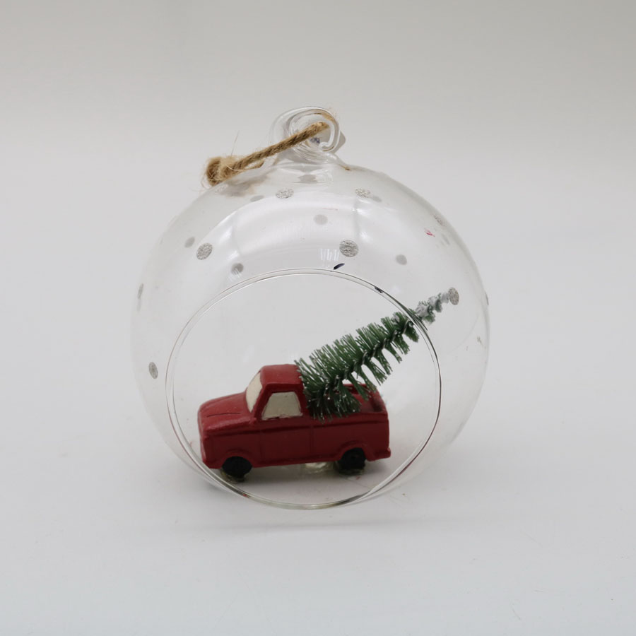 Open Wholesale Decorative Hanging Terrarium Ball Globe Glass Orbs Home Ornament with Truck