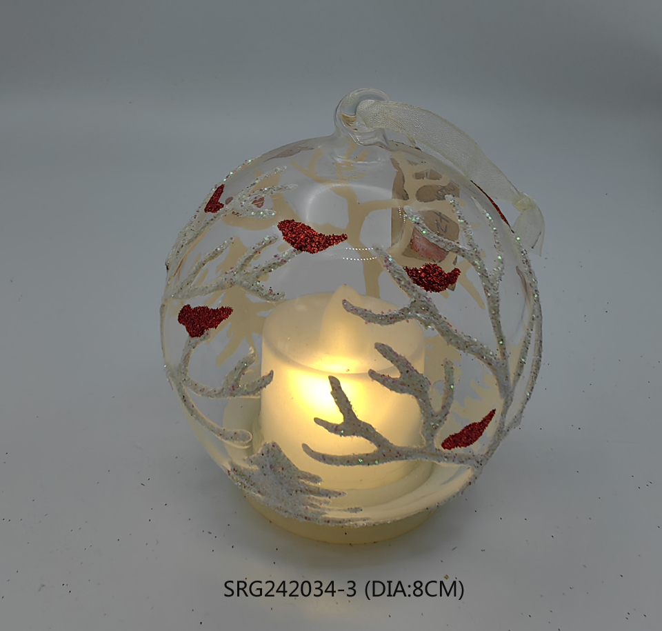 LED Glass Ball Christmas Tree Hanging Ornaments Printed Baubles Decorations Home Party Festive Style Box Packaging