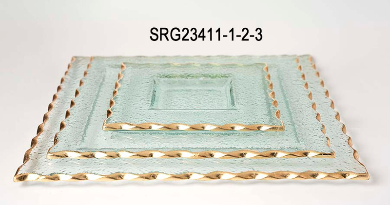Glass Tray with Gold Rim