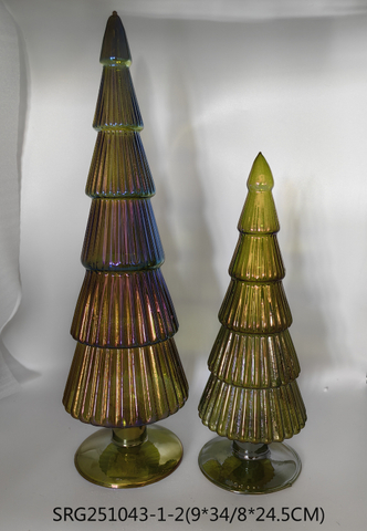  Glass christmas tree with led light Decoration for Party Glass decoration