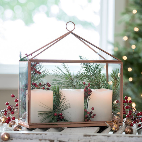 Glass terrarium copper square