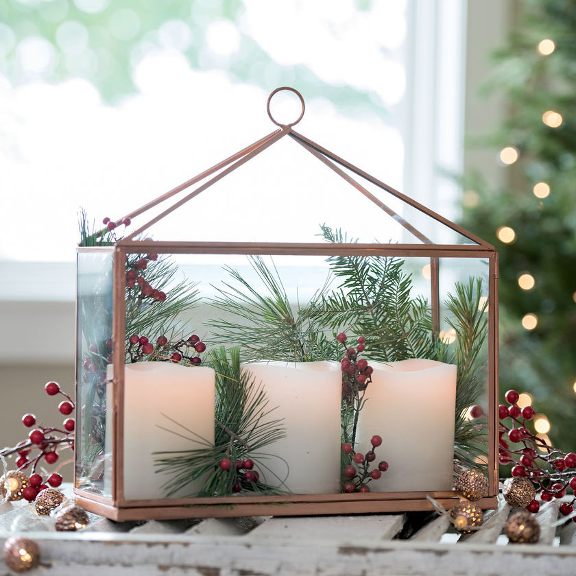 Glass terrarium copper square