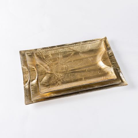 Set of 3 gold glass plate