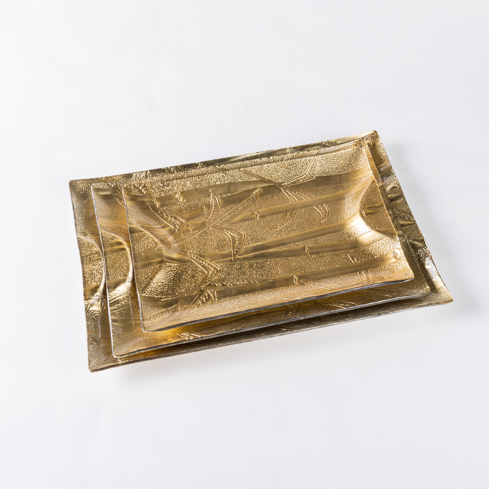 Set of 3 gold glass plate