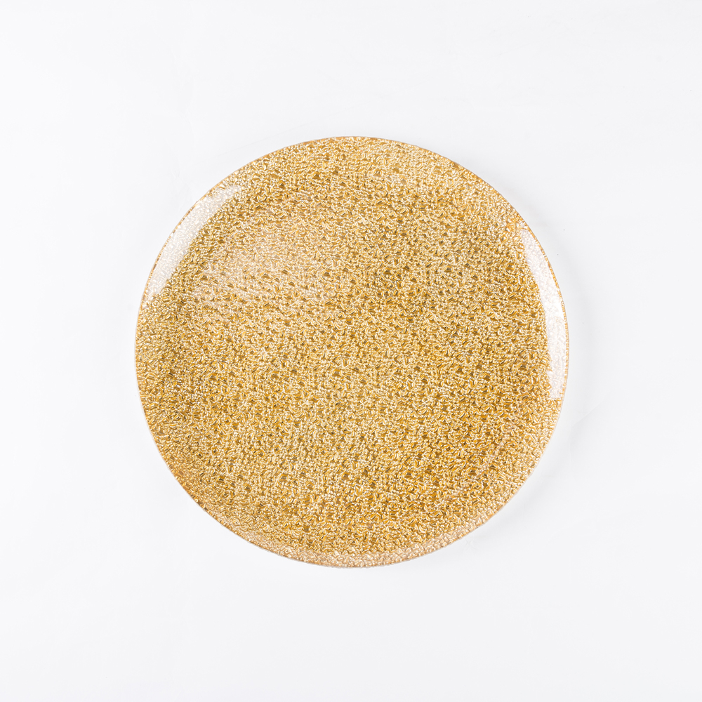 Round Shape Gold Glass Plate