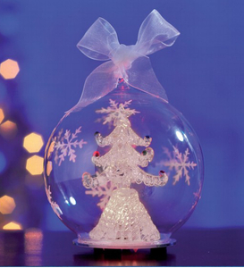 Dia 12cm glass LED ball with tree inside