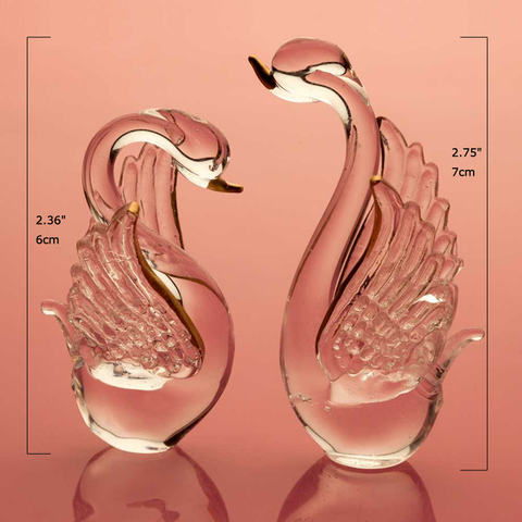 Cyrstal Glass craft set of 2 swans 