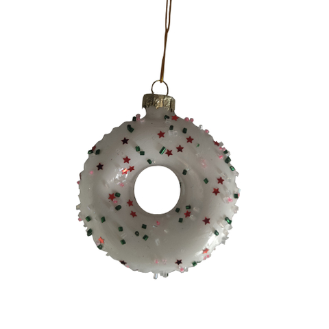 Mini Donut Ornament Colorful Donut Christmas Tree Ornaments Sparkling blown glass Holiday Decorations