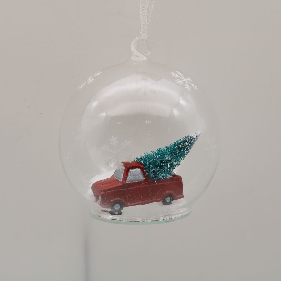  Glass Ornaments with car Decoration for Party Glass Hanging Ball with car
