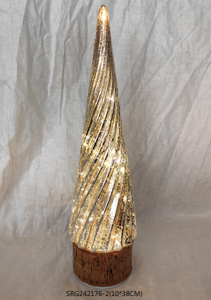 Glass Christmas Tree Rotating Base Christmas Tree with Led Light