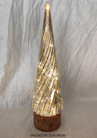 Glass Christmas Tree Rotating Base Christmas Tree with Led Light