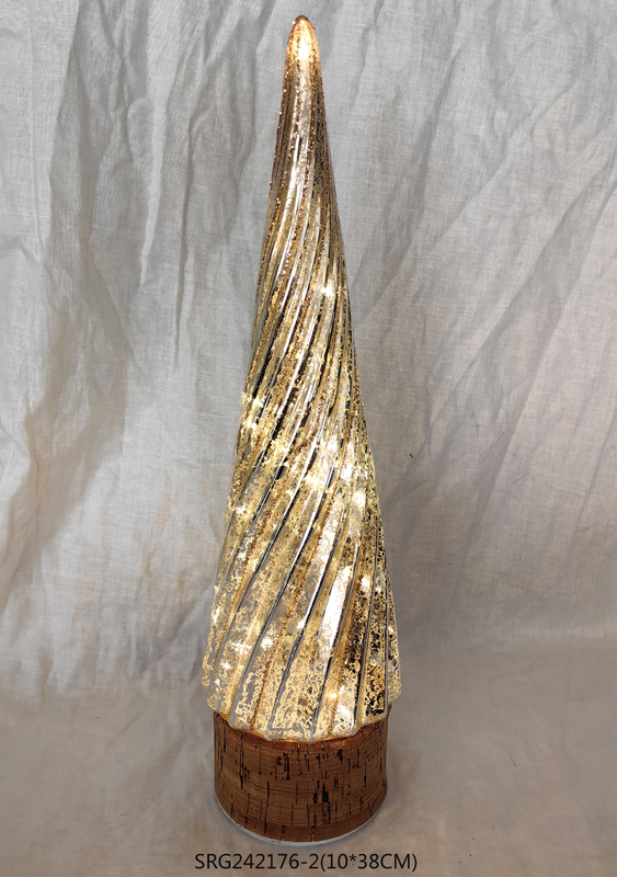 Glass Christmas Tree Rotating Base Christmas Tree with Led Light