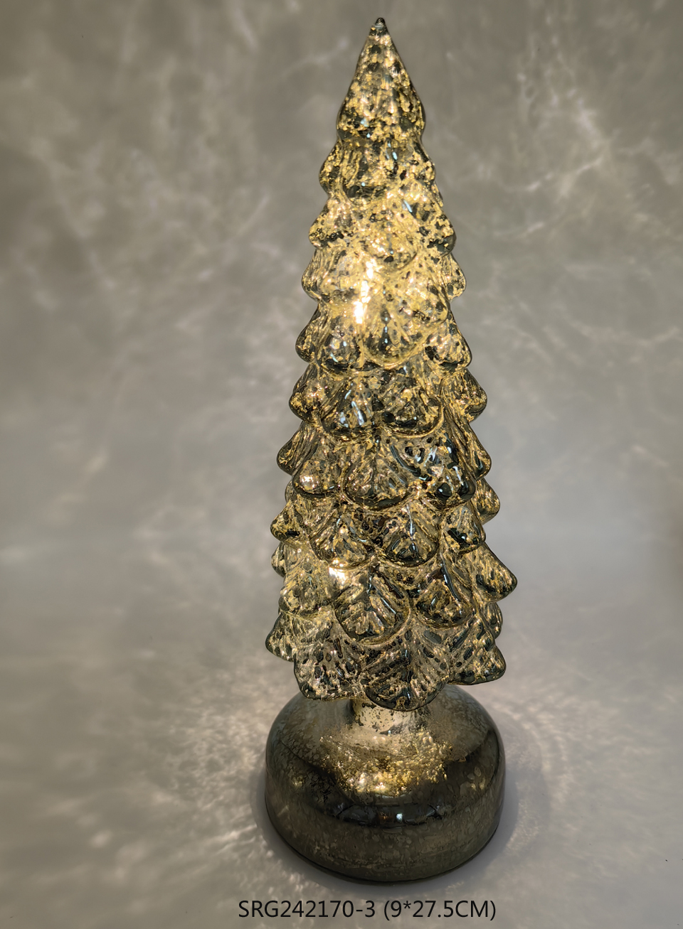 Light Mercury Glass Christmas Tree with Ornaments Tabletop Christmas Ornaments Holiday Season Decoration 