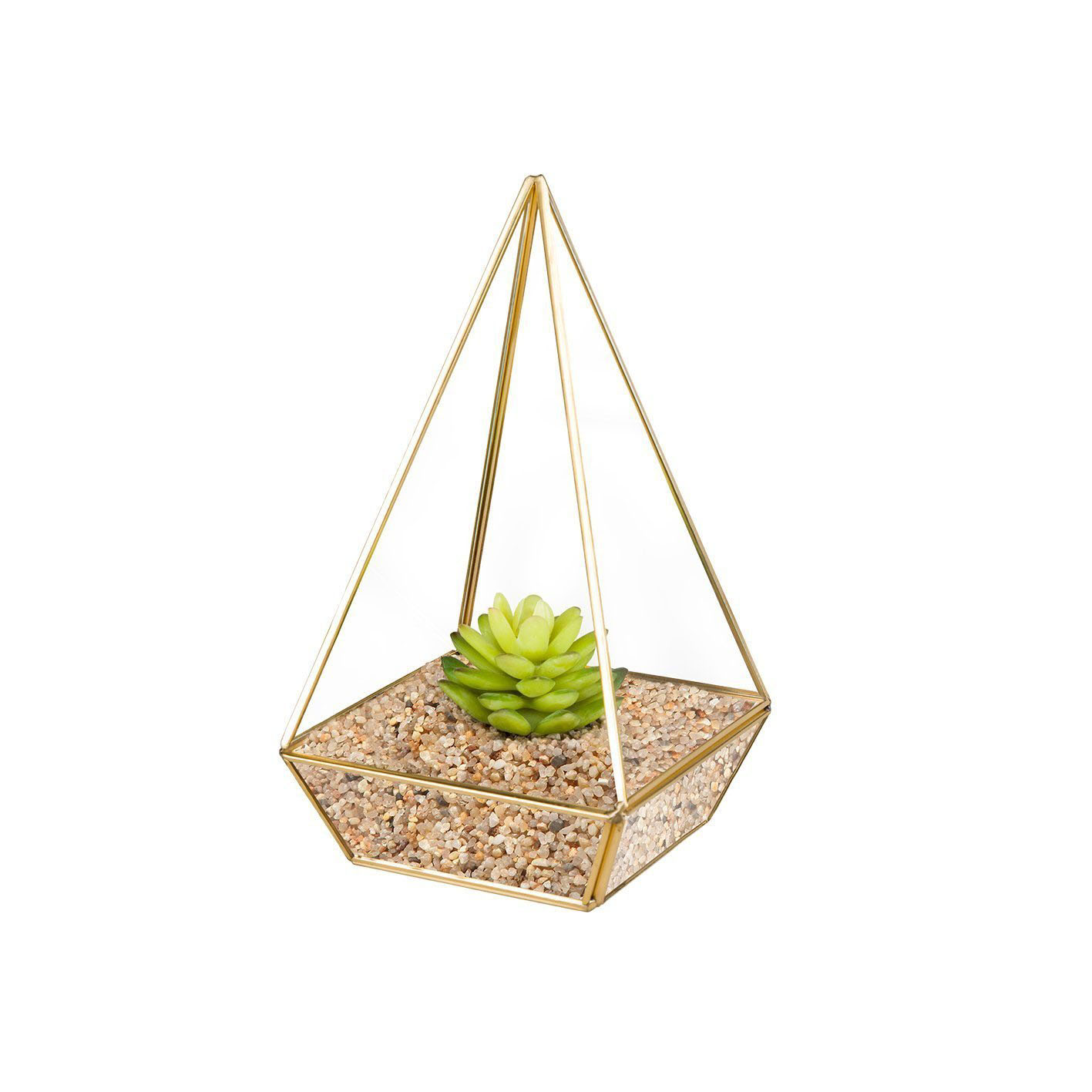 Glass terrarium copper 9" hexagonal base