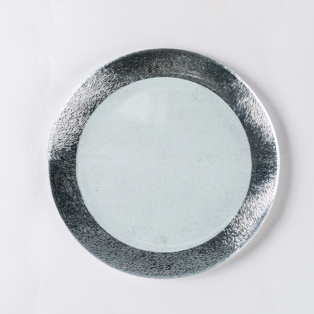 Silve edge round glass plate