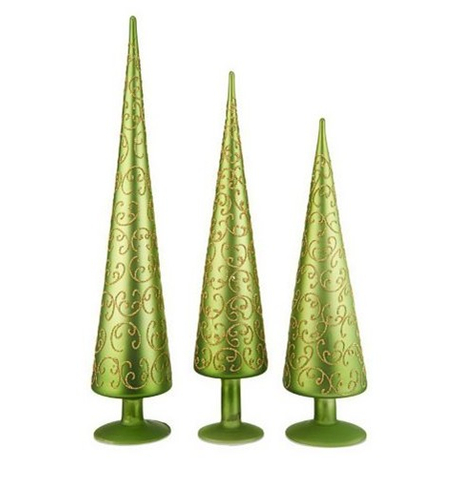 Set of 3 blown glass tree