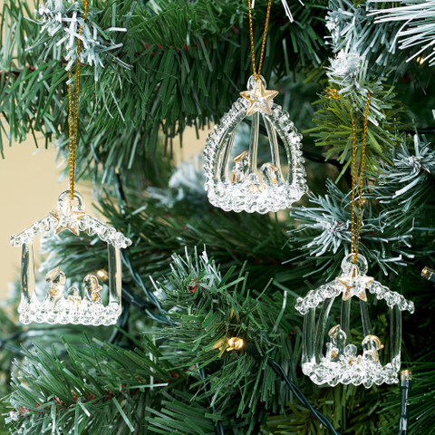 Set of 2 glass nativity scene 