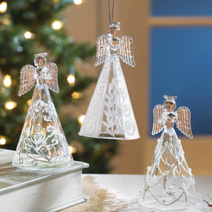Set of 3 glass angel