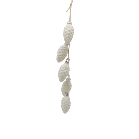 White Glass Pine Nuts Ornaments Decoration for Christmas Decoration