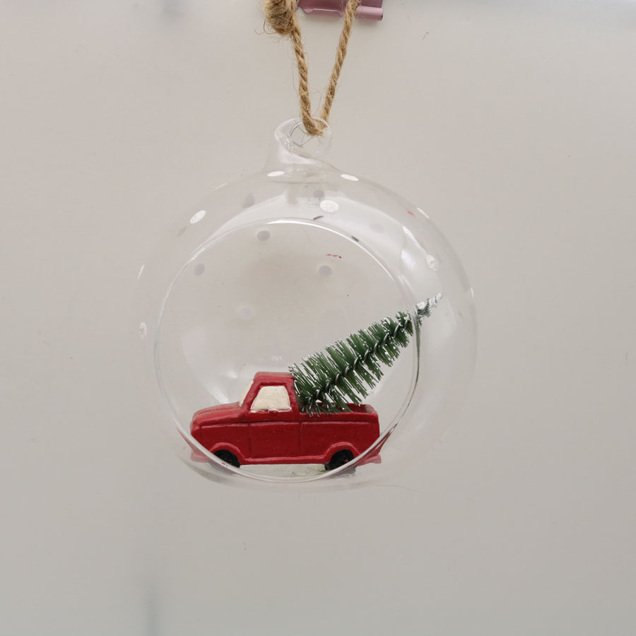 Open Wholesale Decorative Hanging Terrarium Ball Globe Glass Orbs Home Ornament with Truck