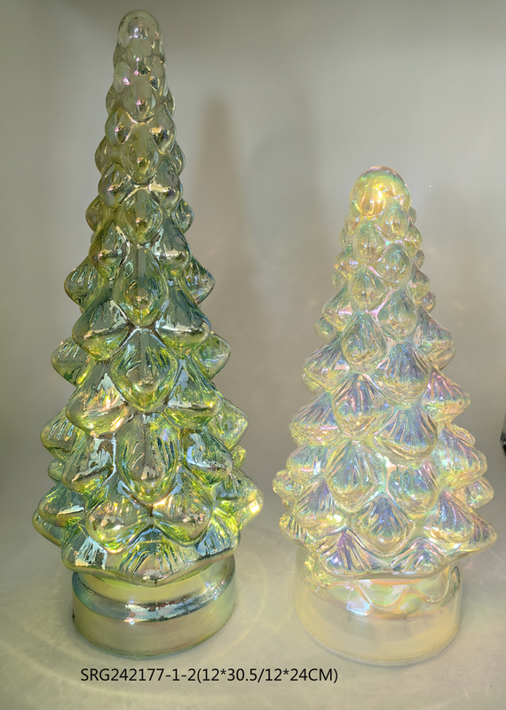 Tabletop Christmas Tree Luxury Gold Mercury Glass Tree Xmas Home Decor Christmas Holiday Figurines Set of 2