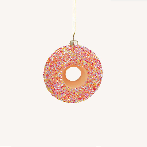 Anhänger Donut Rosa Donut-Weihnachtsanhänger Glas Christbaumschmuck