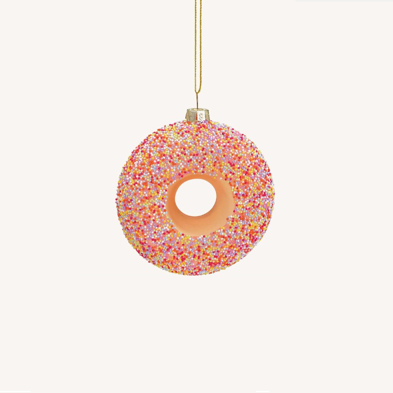 Anhänger Donut Rosa Donut-Weihnachtsanhänger Glas Christbaumschmuck