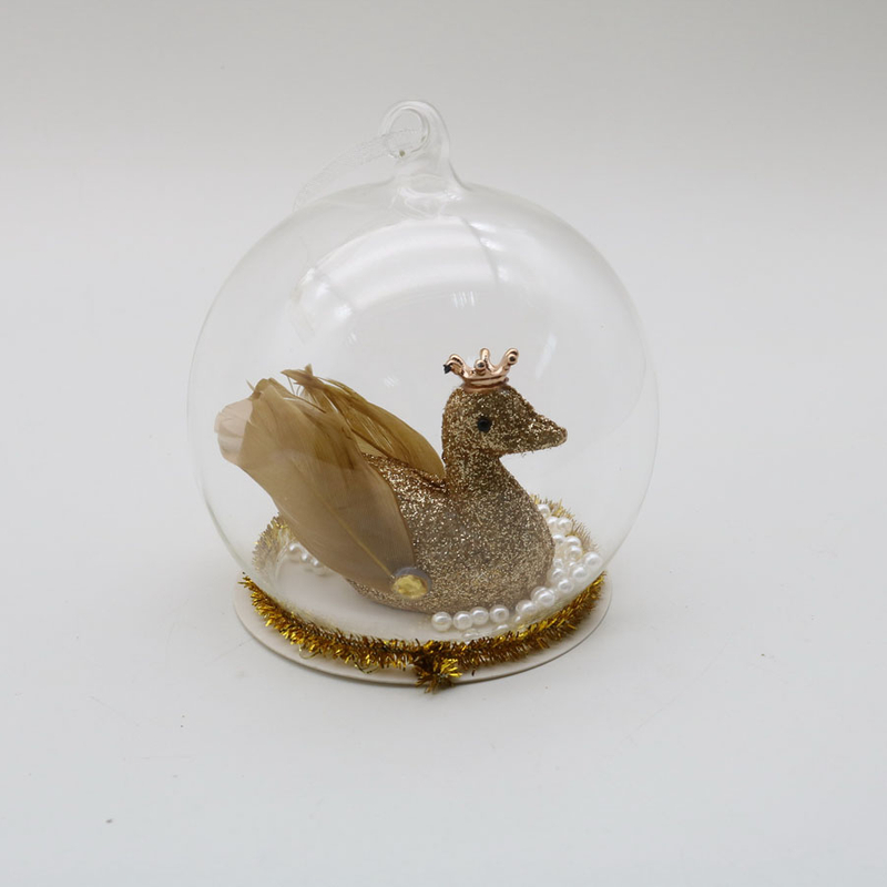  Glass Ornaments with swan Decoration for Wedding Party Glass Hanging Ball 