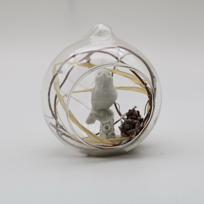 Glass ball with bird Ornaments Decoration for Party Glass deer Hanging Ball