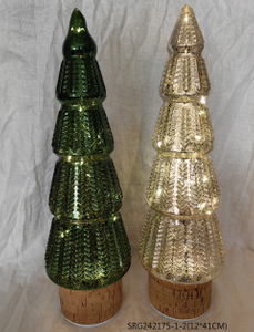 Rotating Base Glass Christmas Tree Desktop Luminous Ornaments Decoration Christmas Gift