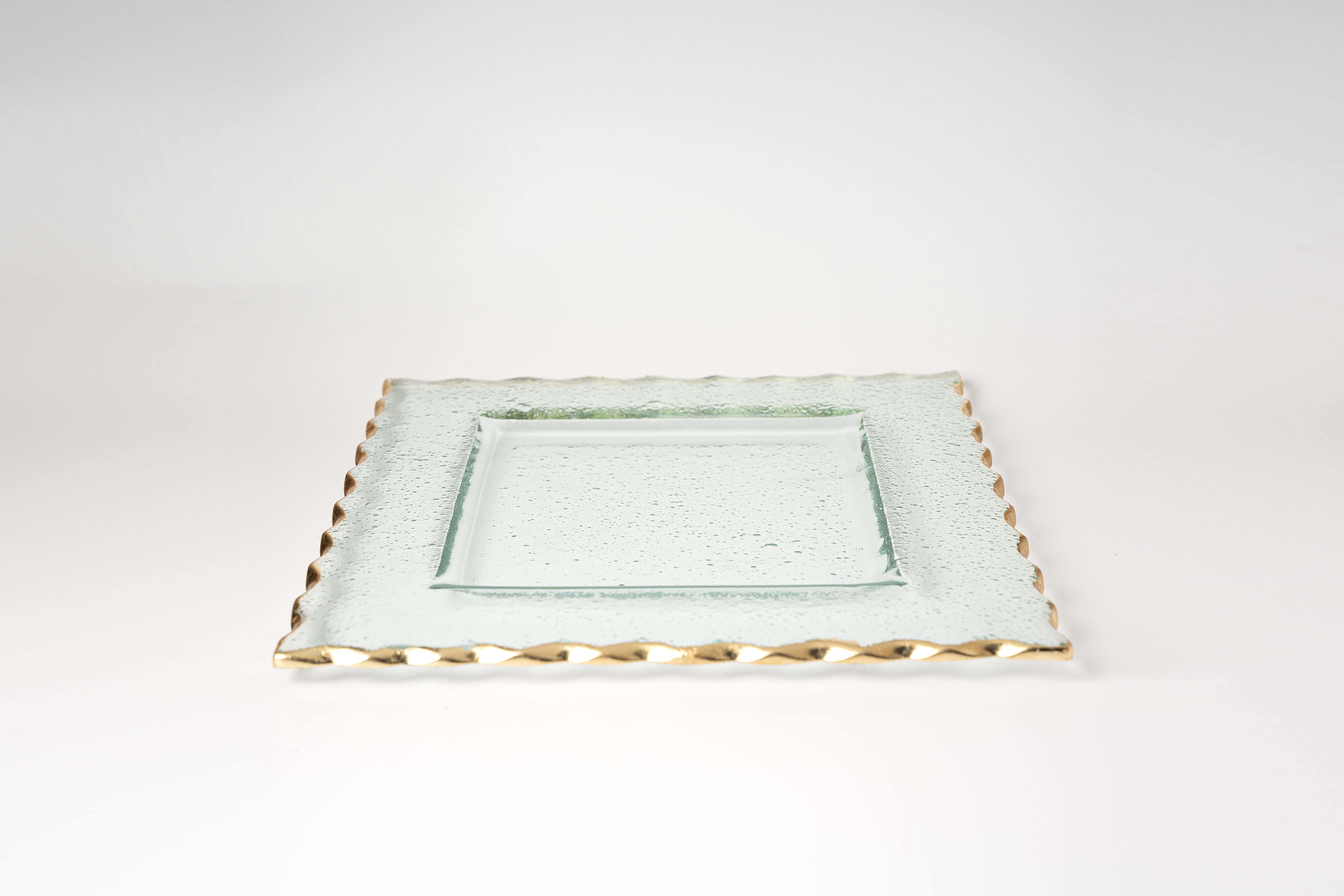 Glass Tray with Gold Rim
