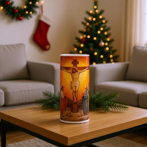 LED GLASS CANDLE HOLDER JESUS 