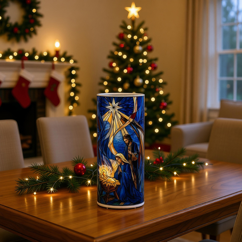 LED GLASS CANDLE HOLDER JESUS 