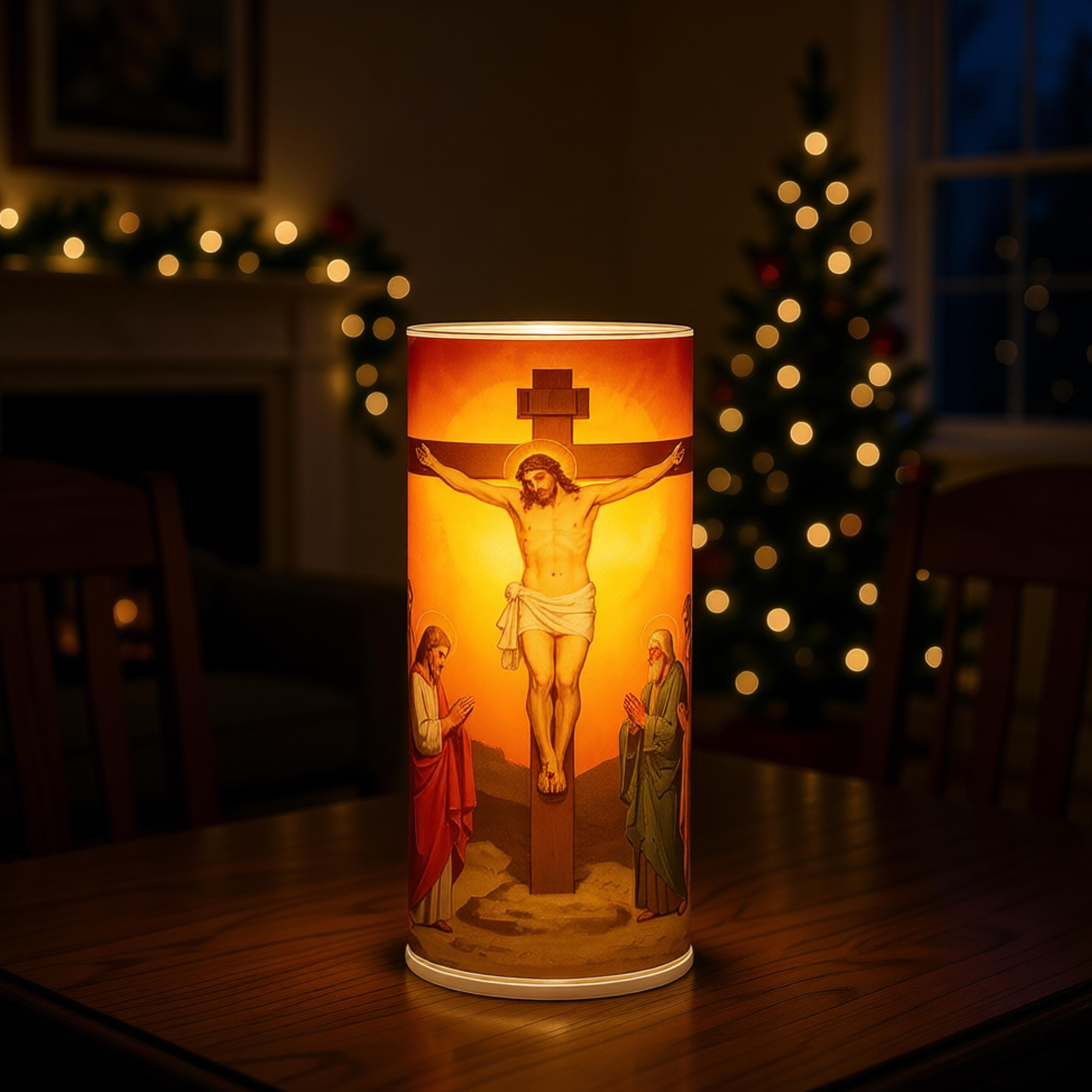 LED GLASS CANDLE HOLDER JESUS 