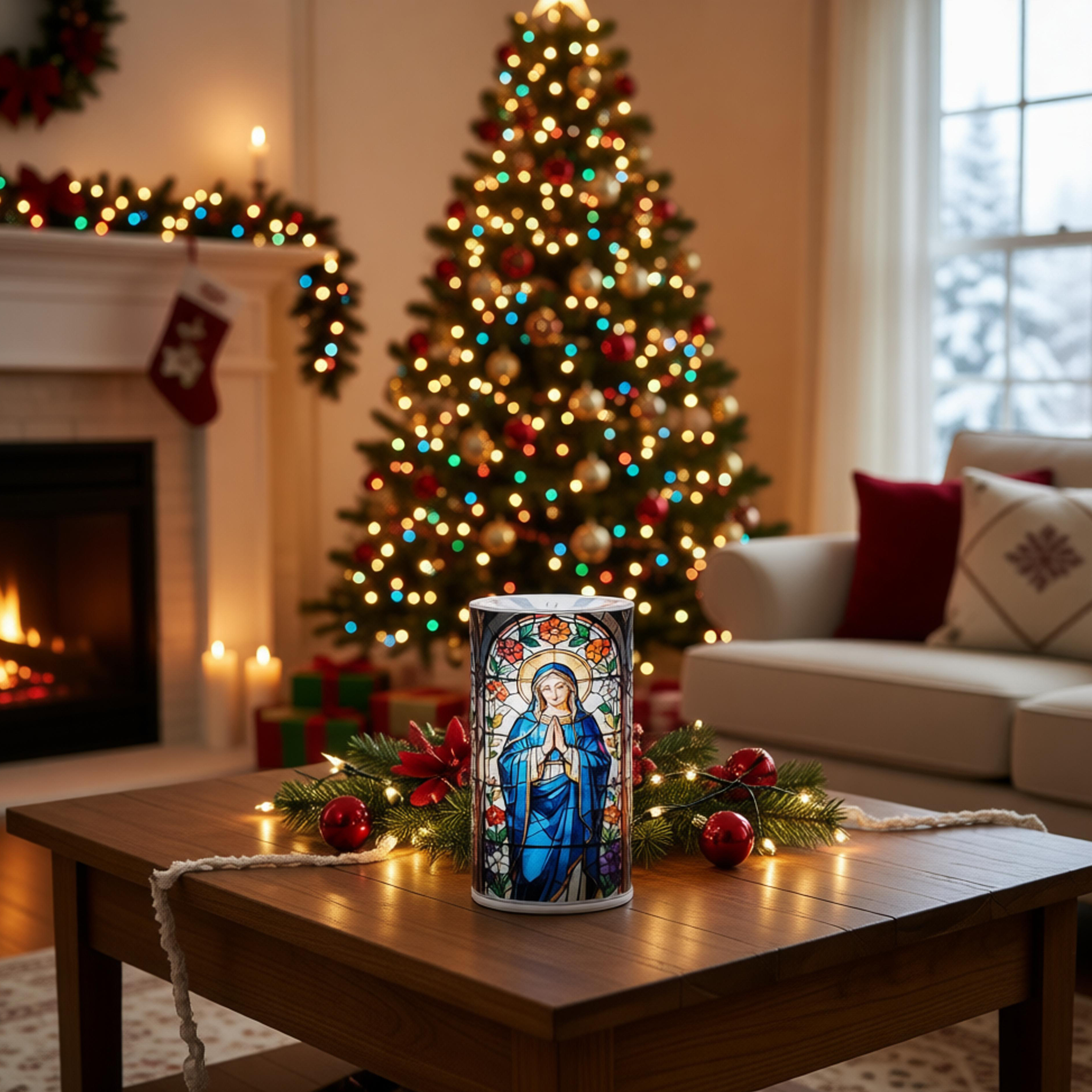 LED GLASS CANDLE HOLDER JESUS 