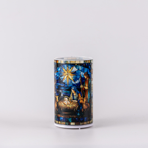 LED GLASS CANDLE HOLDER JESUS 