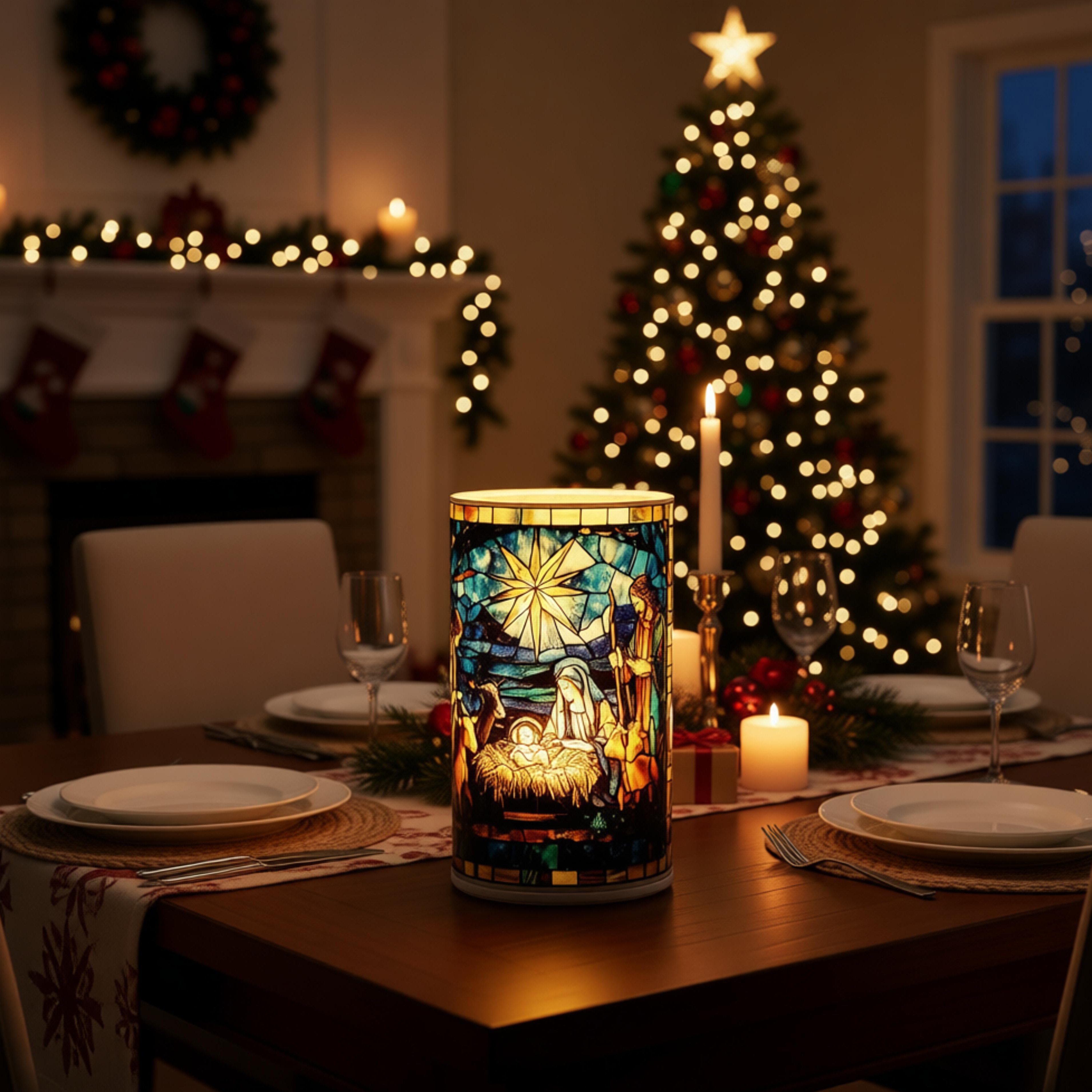LED GLASS CANDLE HOLDER JESUS 